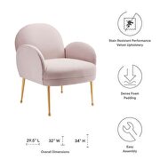 Pink performance velvet chair with gold stainless steel legs by Modway additional picture 3