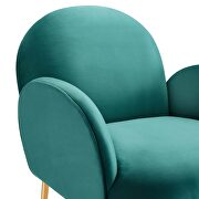 Teal performance velvet chair with gold stainless steel legs by Modway additional picture 4