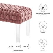 Woven performance velvet upholstery ottoman in dusty rose finish by Modway additional picture 6