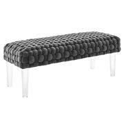 Woven performance velvet upholstery ottoman in gray finish by Modway additional picture 2