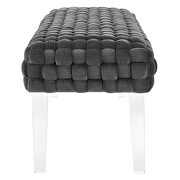 Woven performance velvet upholstery ottoman in gray finish by Modway additional picture 4