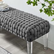 Woven performance velvet upholstery ottoman in gray finish by Modway additional picture 7