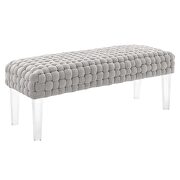 Woven performance velvet upholstery ottoman in light gray finish by Modway additional picture 2