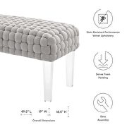 Woven performance velvet upholstery ottoman in light gray finish by Modway additional picture 6