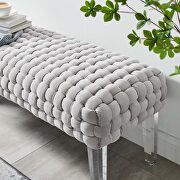 Woven performance velvet upholstery ottoman in light gray finish by Modway additional picture 7