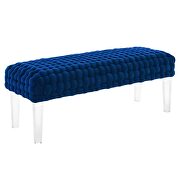 Woven performance velvet upholstery ottoman in navy finish by Modway additional picture 2