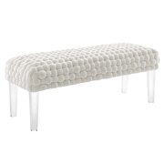 Woven performance velvet upholstery ottoman in white finish by Modway additional picture 2