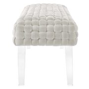 Woven performance velvet upholstery ottoman in white finish by Modway additional picture 4