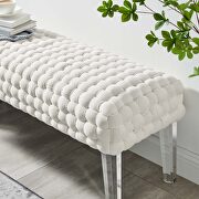 Woven performance velvet upholstery ottoman in white finish by Modway additional picture 7