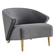 Gray performance velvet chair with brushed gold stainless steel legs by Modway additional picture 2