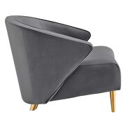 Gray performance velvet chair with brushed gold stainless steel legs by Modway additional picture 5