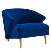 Navy performance velvet chair with brushed gold stainless steel legs by Modway additional picture 2