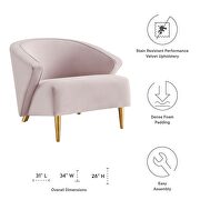 Pink performance velvet chair with brushed gold stainless steel legs by Modway additional picture 3