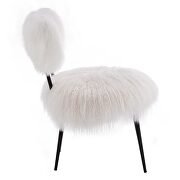 White finish genuine sheepskin upholstery chair by Modway additional picture 4