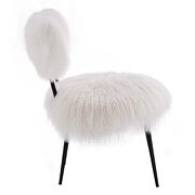 White finish genuine sheepskin upholstery chair additional photo 4 of 7