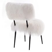 White finish genuine sheepskin upholstery chair by Modway additional picture 6
