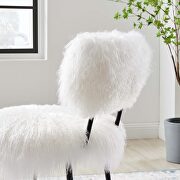 White finish genuine sheepskin upholstery chair by Modway additional picture 8
