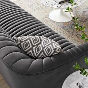 Charcoal finish performance velvet upholstery channel tufted sofa by Modway additional picture 7