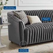 Charcoal finish performance velvet upholstery channel tufted sofa by Modway additional picture 8