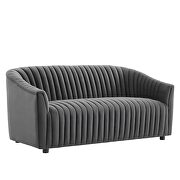 Charcoal finish performance velvet upholstery channel tufted loveseat by Modway additional picture 2