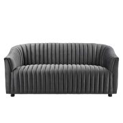Charcoal finish performance velvet upholstery channel tufted loveseat by Modway additional picture 6