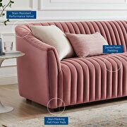 Dusty rose finish performance velvet upholstery channel tufted sofa by Modway additional picture 7
