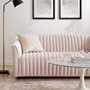 Pink finish performance velvet upholstery channel tufted loveseat by Modway additional picture 7