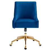 Navy finish performance velvet swivel office chair by Modway additional picture 2