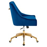Navy finish performance velvet swivel office chair by Modway additional picture 3