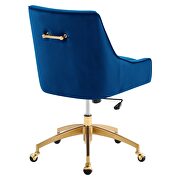 Navy finish performance velvet swivel office chair by Modway additional picture 4