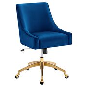 Navy finish performance velvet swivel office chair by Modway additional picture 5