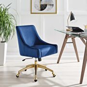 Navy finish performance velvet swivel office chair by Modway additional picture 6