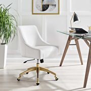 White finish performance velvet swivel office chair by Modway additional picture 6