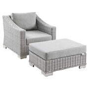 Outdoor patio wicker rattan 2-piece armchair and ottoman set in light gray/ gray by Modway additional picture 2