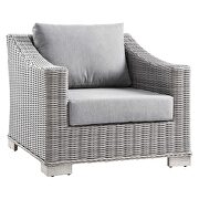 Outdoor patio wicker rattan 2-piece armchair and ottoman set in light gray/ gray by Modway additional picture 8