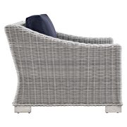 Outdoor patio wicker rattan 2-piece armchair and ottoman set in light gray/ navy by Modway additional picture 4