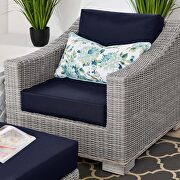 Outdoor patio wicker rattan 2-piece armchair and ottoman set in light gray/ navy by Modway additional picture 9