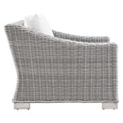 Outdoor patio wicker rattan 2-piece armchair and ottoman set in light gray/ white by Modway additional picture 4
