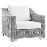 Outdoor patio wicker rattan 2-piece armchair and ottoman set in light gray/ white by Modway additional picture 8