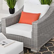 Outdoor patio wicker rattan 2-piece armchair and ottoman set in light gray/ white by Modway additional picture 9