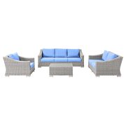4-piece outdoor patio wicker rattan furniture set in light gray/ light blue by Modway additional picture 10