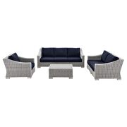 4-piece outdoor patio wicker rattan furniture set in light gray/ navy by Modway additional picture 2
