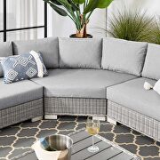 Outdoor patio wicker rattan 5-piece sectional sofa furniture set in light gray/ gray by Modway additional picture 14