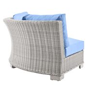 Outdoor patio wicker rattan 5-piece sectional sofa furniture set in light gray/ light blue by Modway additional picture 2
