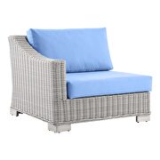 Outdoor patio wicker rattan 5-piece sectional sofa furniture set in light gray/ light blue by Modway additional picture 11