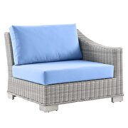 Outdoor patio wicker rattan 5-piece sectional sofa furniture set in light gray/ light blue by Modway additional picture 12