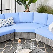 Outdoor patio wicker rattan 5-piece sectional sofa furniture set in light gray/ light blue by Modway additional picture 13