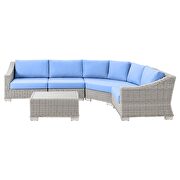 Outdoor patio wicker rattan 5-piece sectional sofa furniture set in light gray/ light blue by Modway additional picture 14