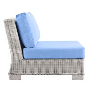 Outdoor patio wicker rattan 5-piece sectional sofa furniture set in light gray/ light blue by Modway additional picture 5