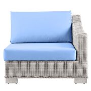 Outdoor patio wicker rattan 5-piece sectional sofa furniture set in light gray/ light blue by Modway additional picture 7